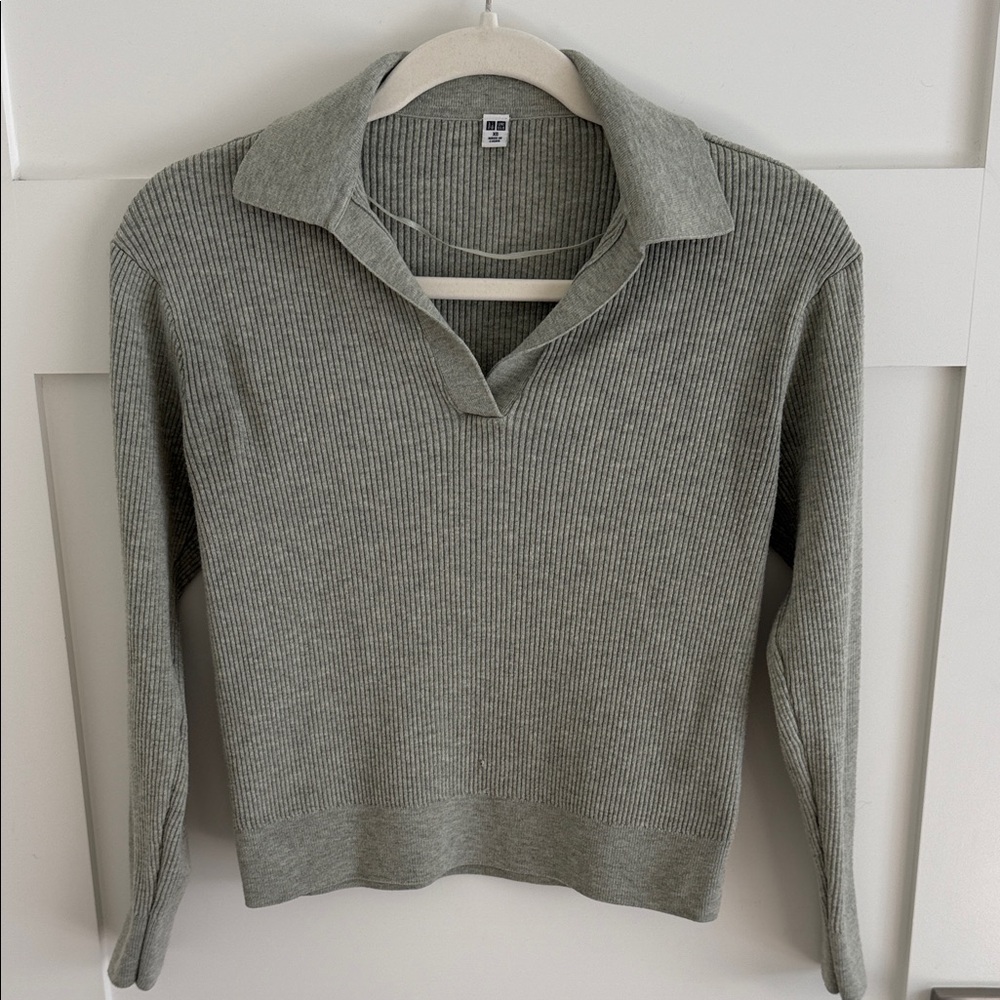 Uniqlo Long Sleeve Polo Sweater in Sea Green